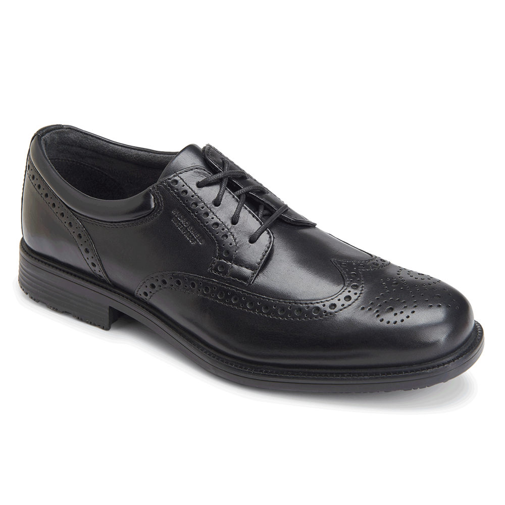 Rockport Dress Shoes For Mens Black - Lead the Pack Waterproof Wingtip - YW3106859